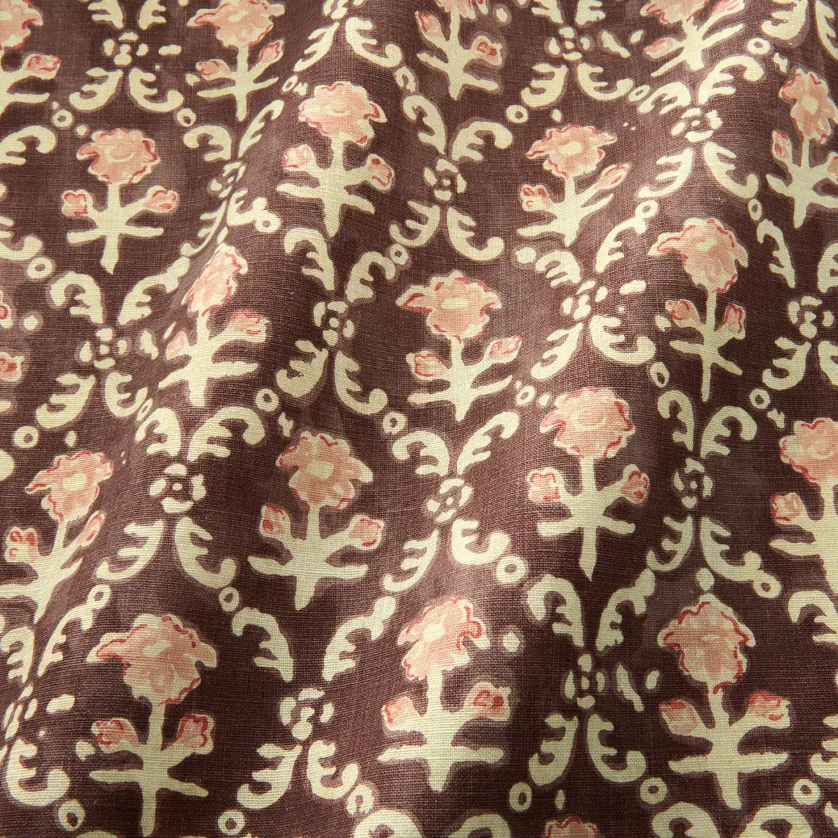 Hinako Fabric - Prune by brown traditional fabric with wave