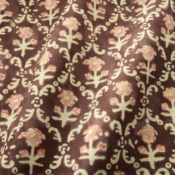 Hinako Fabric - Prune by brown traditional fabric with wave