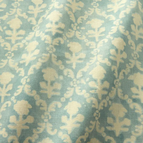 blue traditional fabric with wave