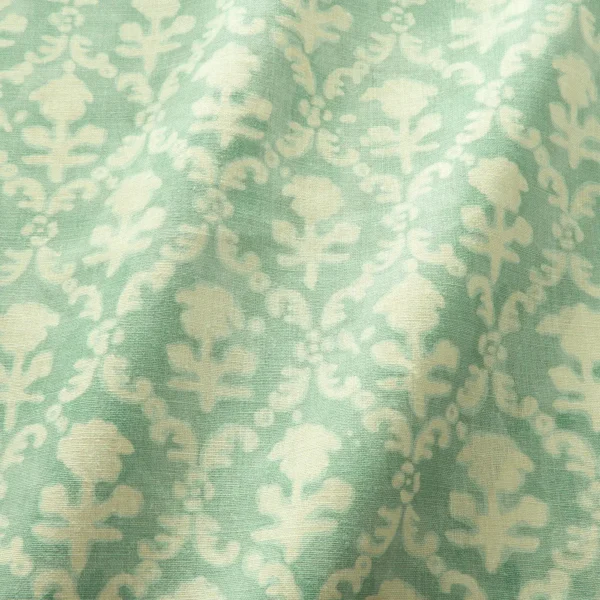 Hinako Fabric - Jade by blue traditional fabric with wave