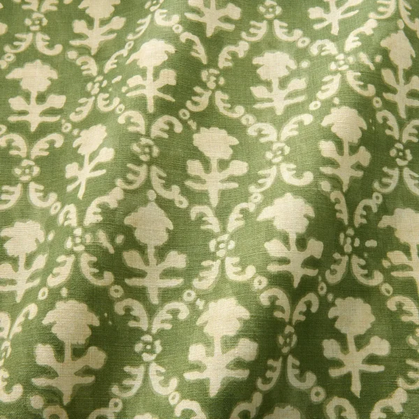 Hinako Fabric - Olive by green traditional fabric with wave