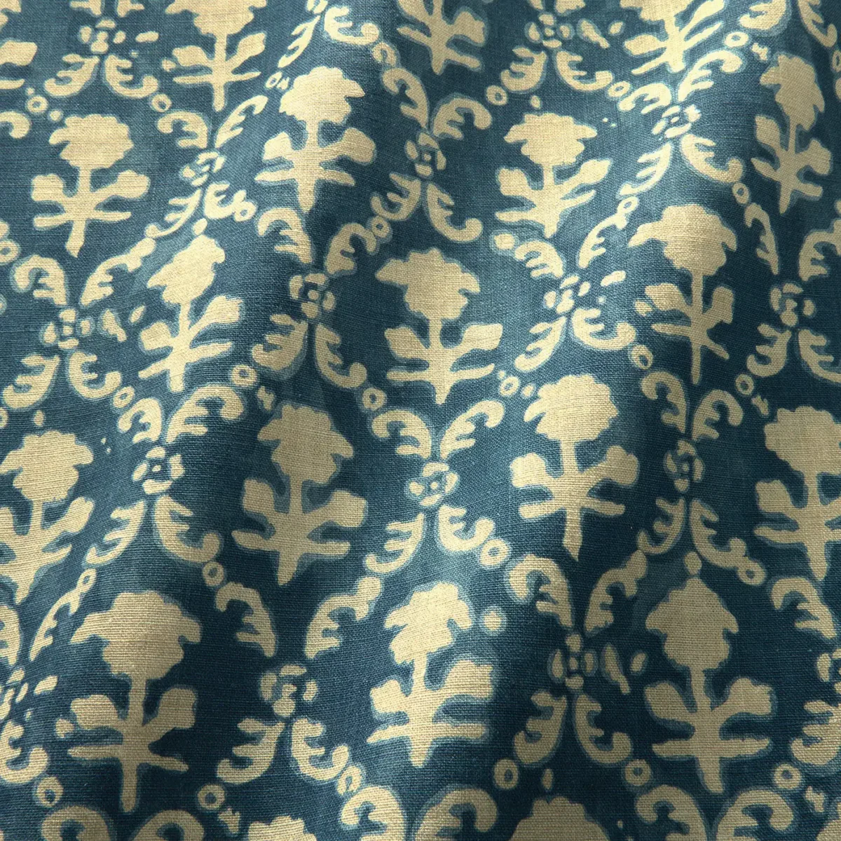 blue traditional fabric with wave