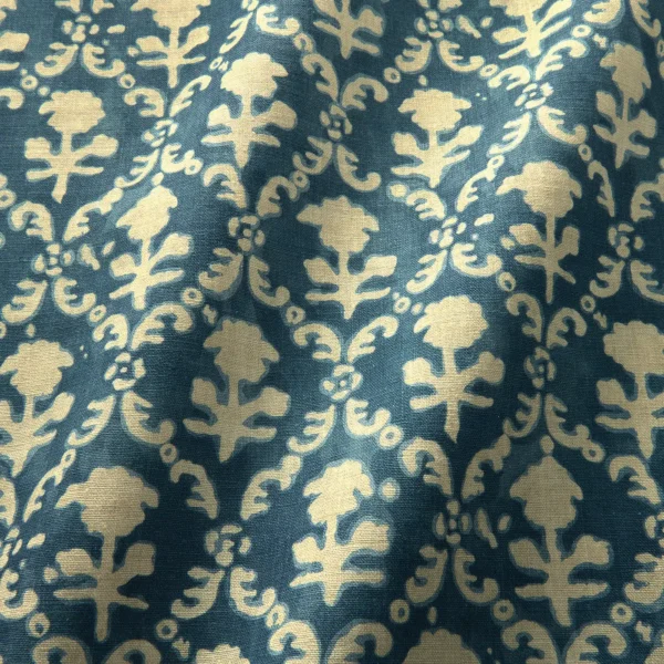 Hinako Fabric - Indigo by blue traditional fabric with wave
