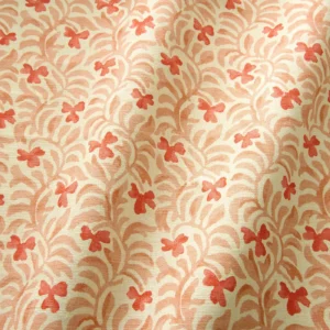 red botanical fabric with wave