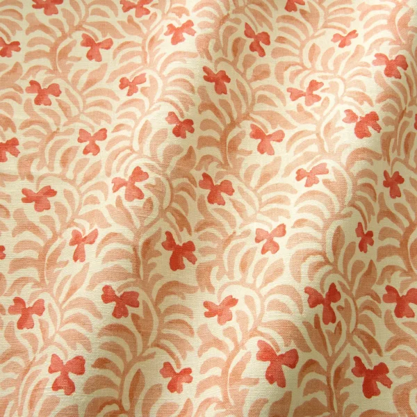 Yala Fabric - Coral by red botanical fabric with wave