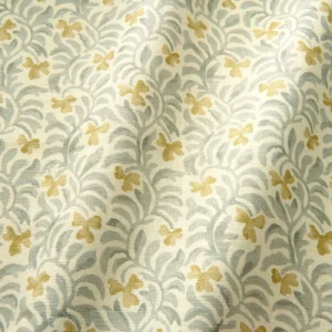 yellow botanical fabric with wave
