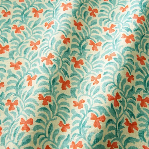 Yala Fabric - Geranium by blue botanical fabric with wave