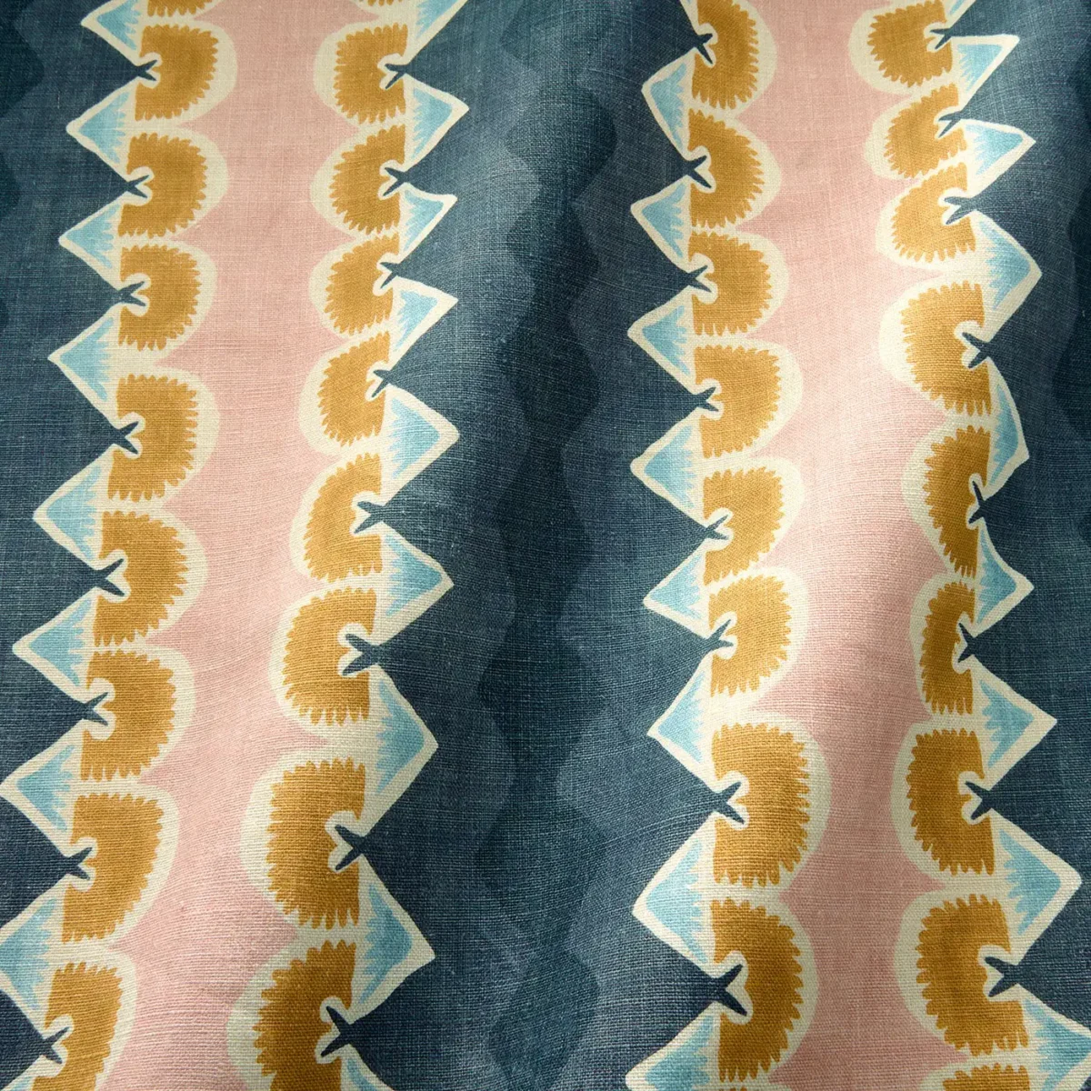 blue striped fabric with wave