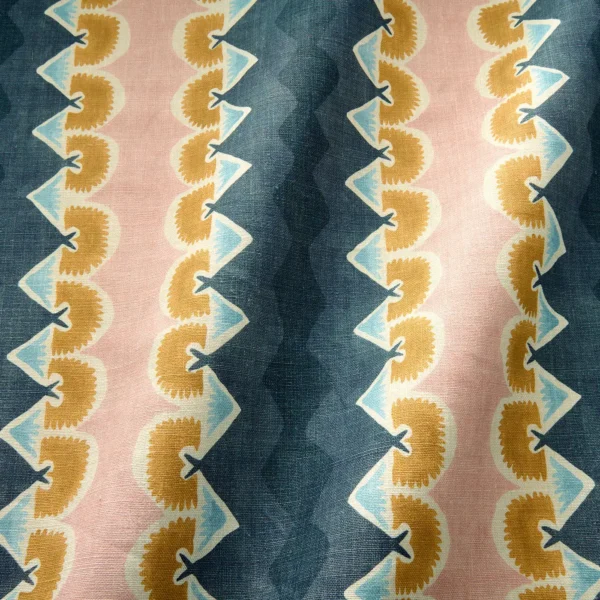 blue striped fabric with wave