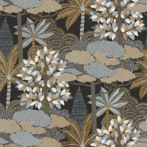 brown botanical wallpaper from casamance