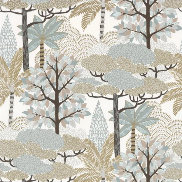 Marakanda Wallpaper - Pastel / Dore by blue botanical wallpaper from casamance