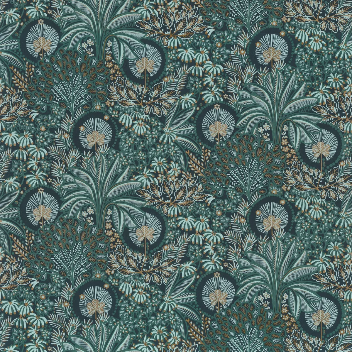 Persee Wallpaper - Topaze by blue botanical wallpaper from casamance
