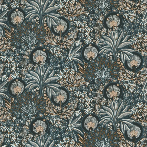 blue botanical wallpaper from casamance
