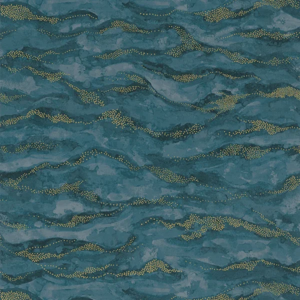 Sohar Wallpaper - Marine / Dore by blue contemporary wallpaper from casamance
