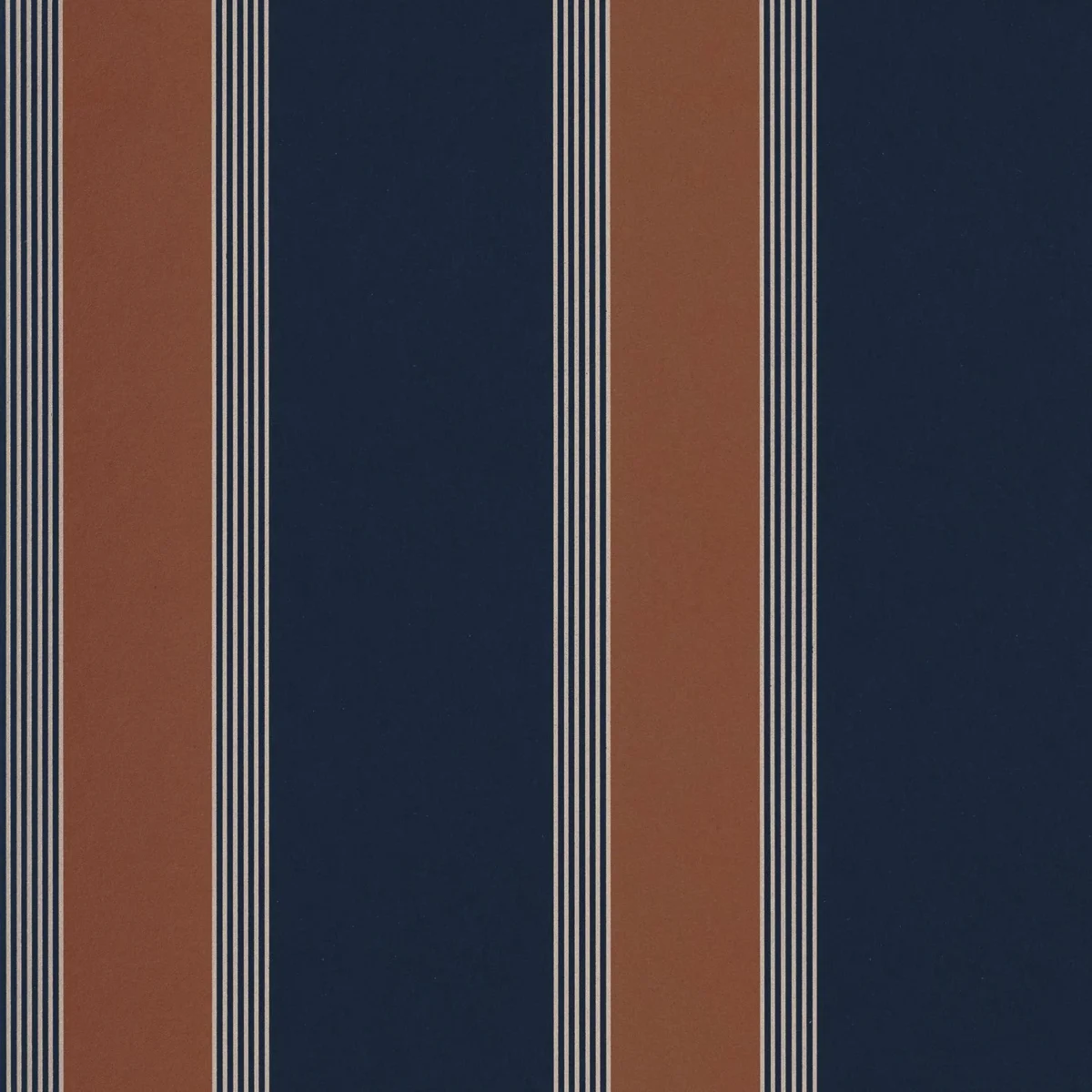Auteuil Wallpaper - Marine / Rouille by blue striped wallpaper from casamance