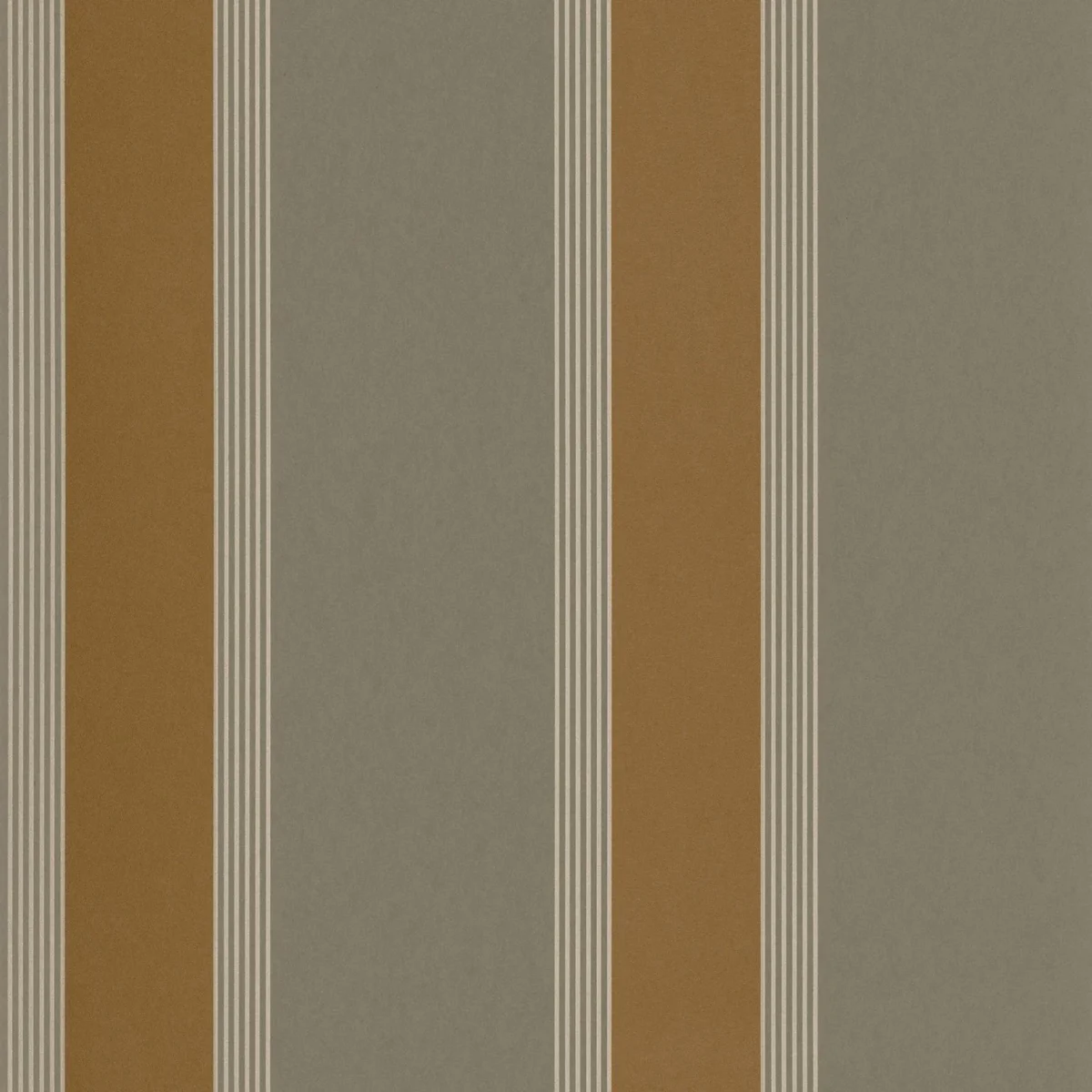 Auteuil Wallpaper - Vert Argile / Doré by brown striped wallpaper from casamance