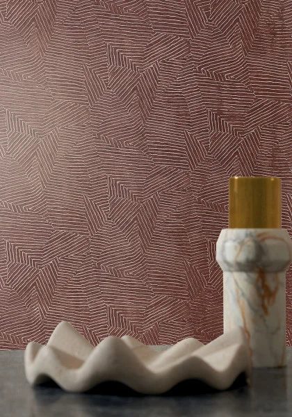 Lore Wallpaper - Terracotta / Doré by red misc wallpaper and wall with vases