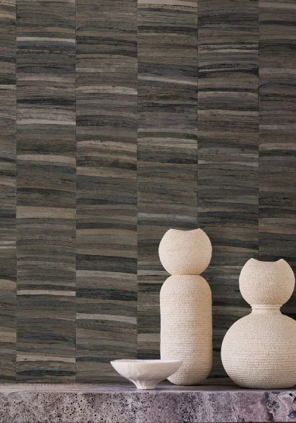 Stylosa Wallpaper - Anthracite by black-grey misc wallpaper and wall with vases