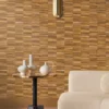 brown misc wallpaper and wall with armchair and vases
