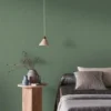 green misc wallpaper and wall with bed and side table