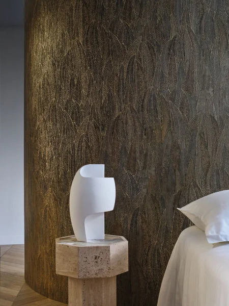 Cinerea Wallpaper - Anthracite / Doré by brown botanical wallpaper and wall with