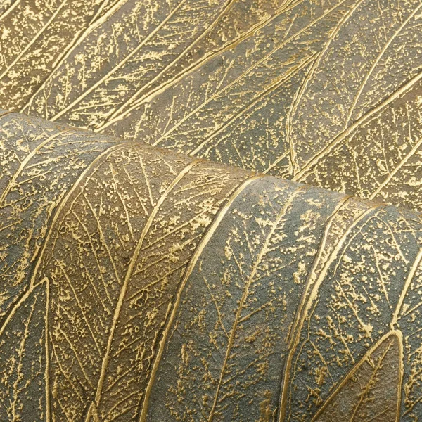 Cinerea Wallpaper - Vert De Gris / Doré by green botanical wallpaper and wave with wallpaper