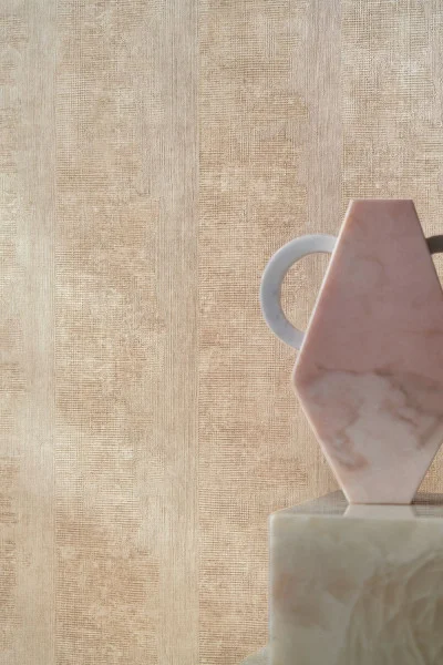 Zumaia Wallpaper - Sable by neutral misc wallpaper and wall with side table and vases