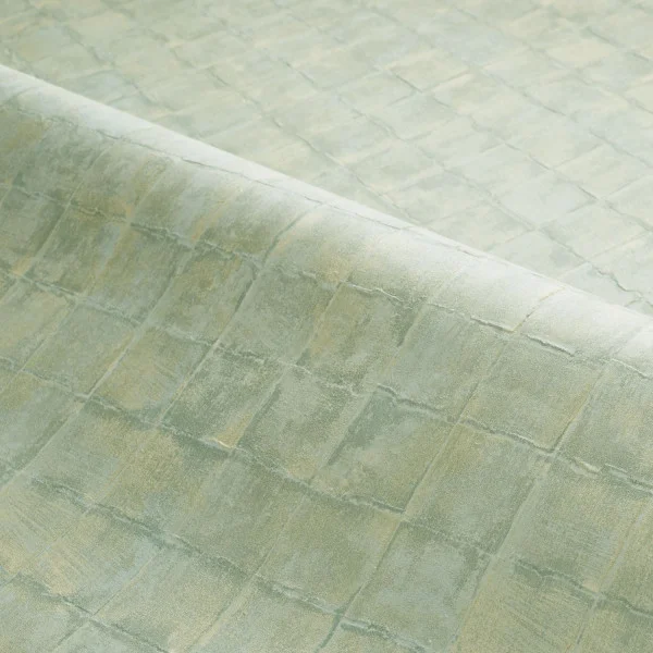 Faenza Wallpaper - Céladon by green geometric wallpaper and wave with wallpaper