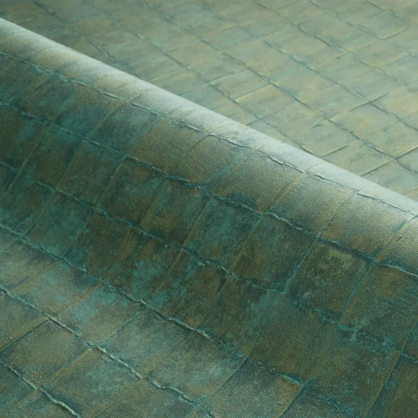 Faenza Wallpaper - Émeraude by green geometric wallpaper and wave with wallpaper