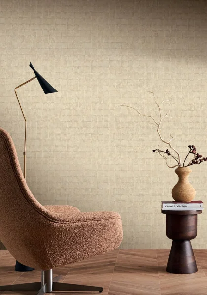 Faenza Wallpaper - Sable by neutral geometric wallpaper and wall with