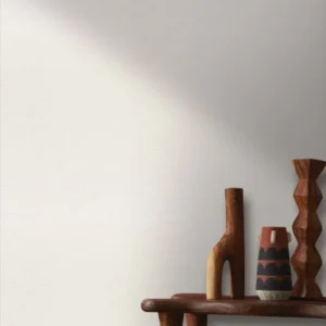 white plain wallpaper and wall with side table and vases