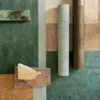 green geometric wallpaper and with