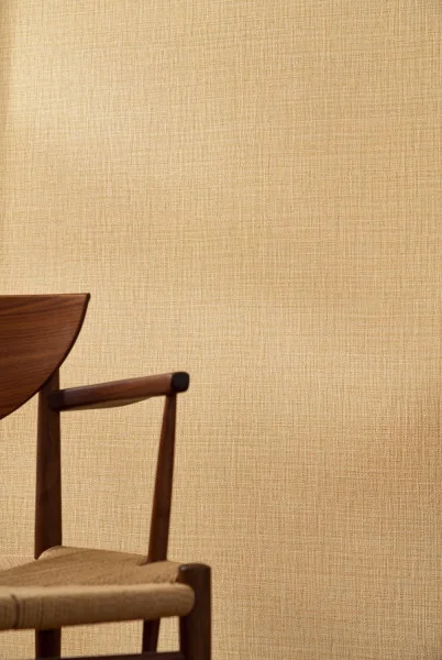 Sierra Wallpaper - Vanille by yellow plain wallpaper and wall with chair