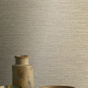 neutral plain wallpaper and wall with coffee table and vases