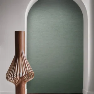 blue plain wallpaper and wall with vases