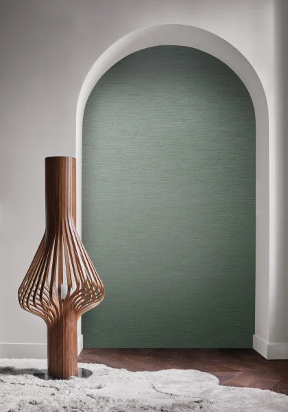 Occitan Wallpaper - Bleu Persan by blue plain wallpaper and wall with vases