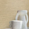 yellow plain wallpaper and wall with vases