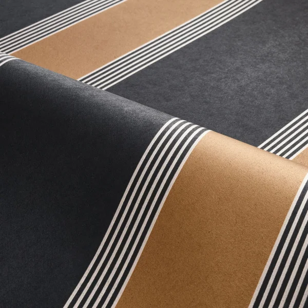 Auteuil Wallpaper - Noir / Doré by black-grey striped wallpaper and wave with wallpaper