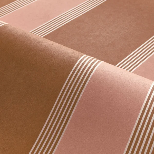 Auteuil Wallpaper - Ambre / Nude by brown striped wallpaper and wave with wallpaper