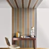 brown striped wallpaper and wall with dining table and chair