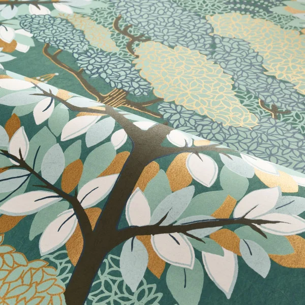 Marakanda Wallpaper - Emeraude / Dore by blue botanical wallpaper and wave with wallpaper