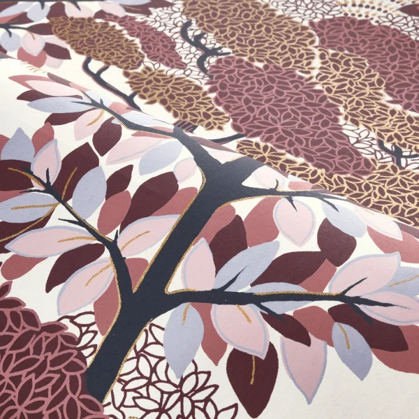 Marakanda Wallpaper - Blanc / Bois De Rose by purple botanical wallpaper and wave with wallpaper