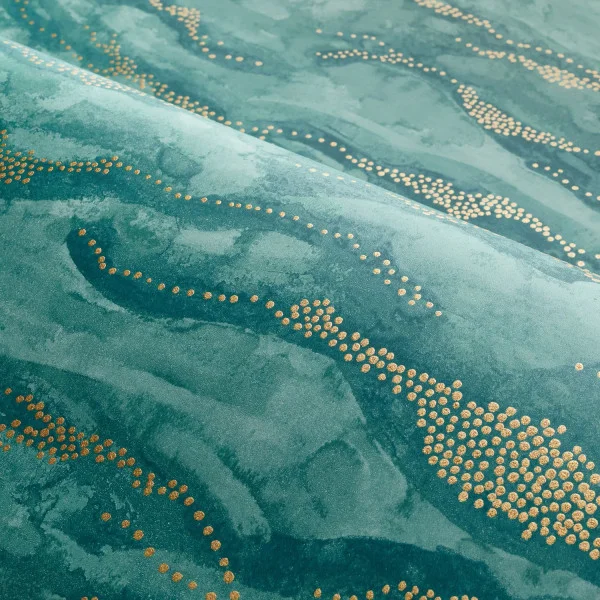 Sohar Wallpaper - Topaze by blue contemporary wallpaper and wave with wallpaper