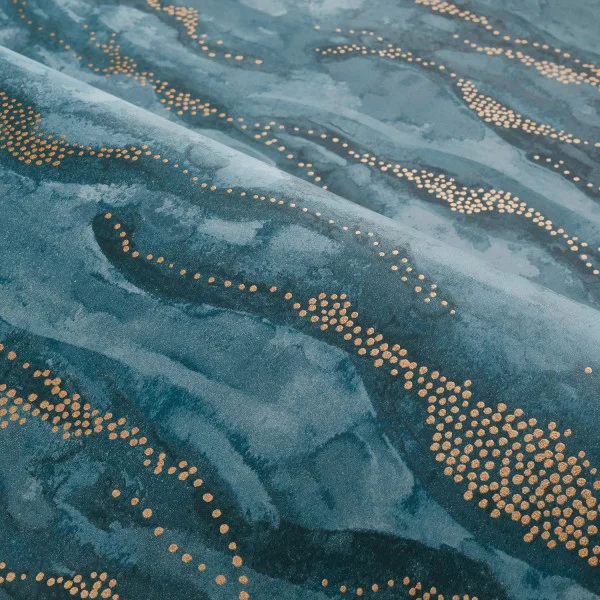 Sohar Wallpaper - Marine / Dore by blue contemporary wallpaper and wave with wallpaper