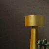 brown plain wallpaper and wall with side table and lamps