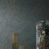 blue misc wallpaper and wall with pouf and vases