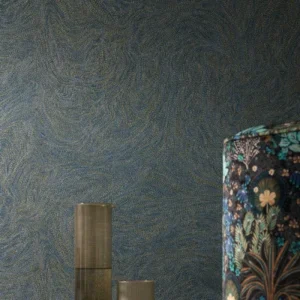 blue misc wallpaper and wall with pouf and vases