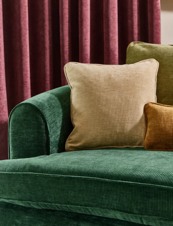 Cord Fabric - Hazel by yellow plain curtain with sofa and cushion