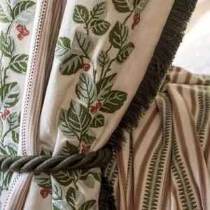 green striped curtain with