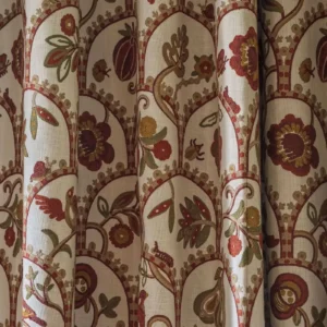 red animal curtain with